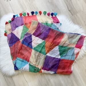 Kate spade Multicolor Triangle Pattern Tasseled Scarf CV